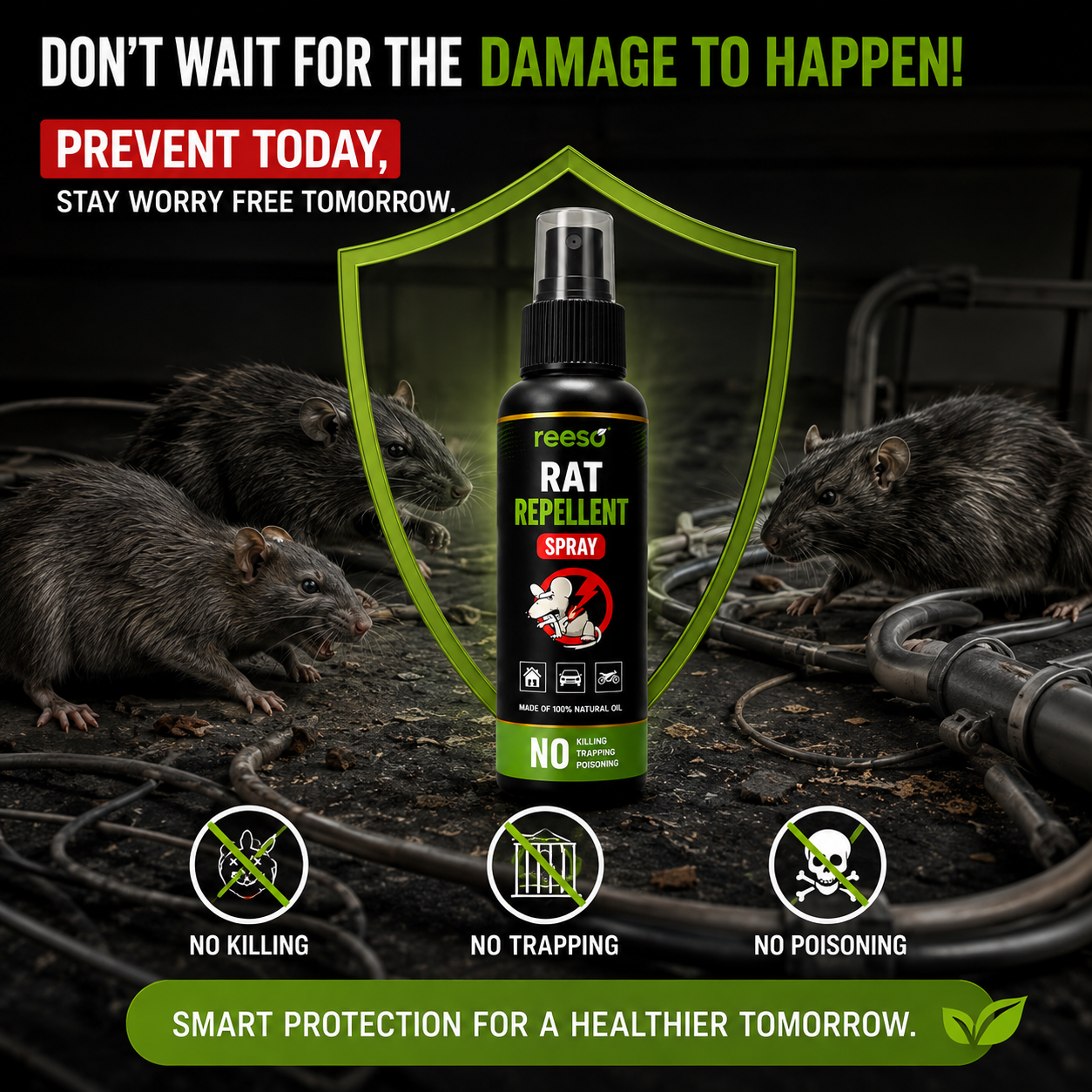 Eco Friendly Rat Repellent Spray (Pack Of 3)