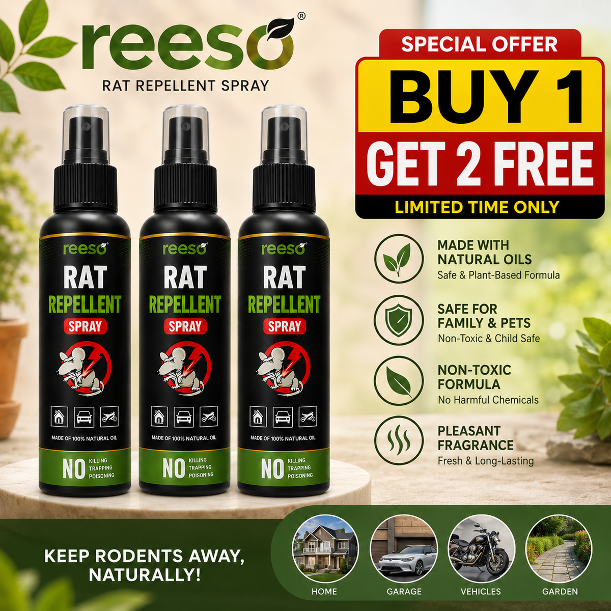 Reeso™ Natural Rat Repellent Spray - Buy 1 get 2 Free