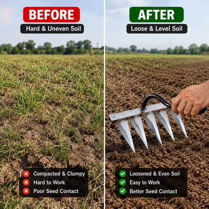 Reeso™ Iron Garden Rake – Heavy-Duty Gardening Weeding Tool