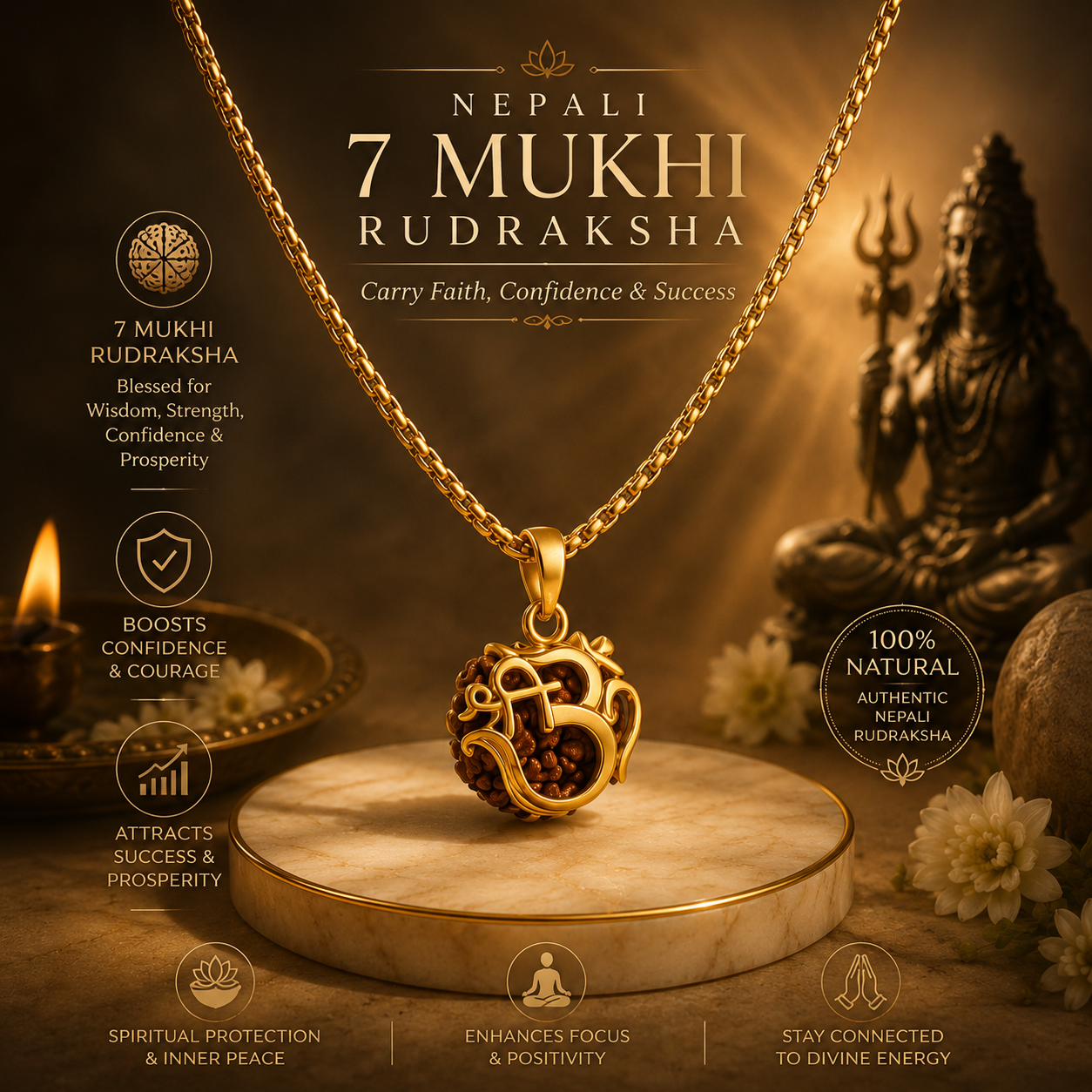 Nepali 7 Mukhi Rudraksha – Carry Faith, Confidence & Success
