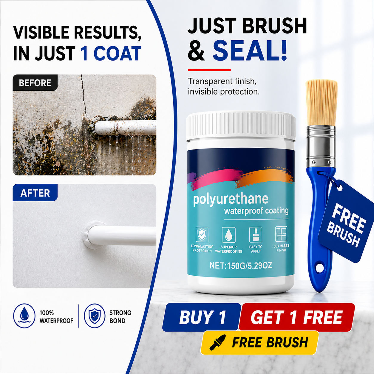 CrystalSeal™ Waterproof Invisible Glue(Pack of 2) + Free Brush