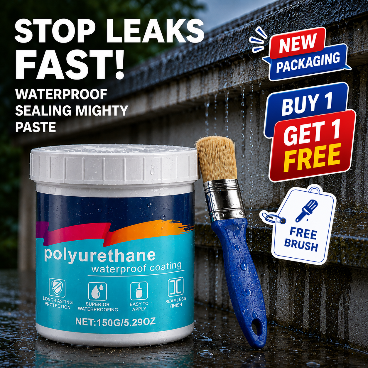 CrystalSeal™ Waterproof Invisible Glue(Pack of 2) + Free Brush