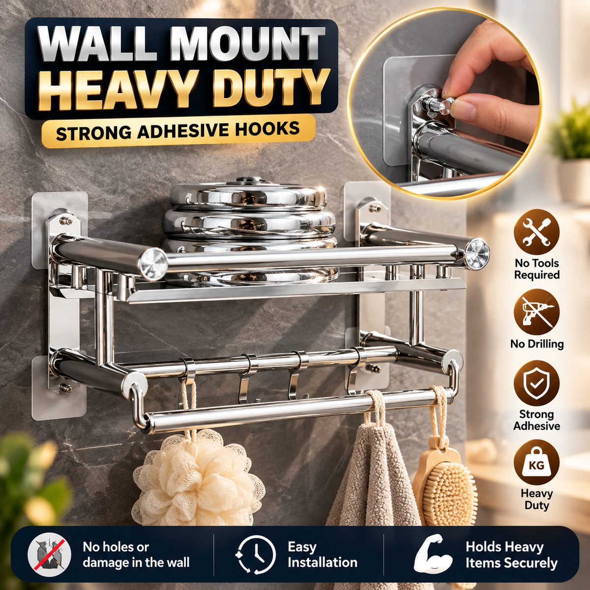 Reeso™ Self-Adhesive Heavy-Duty Hooks - Pack of 40